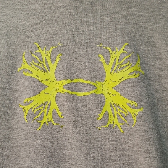 Under Armour Gray Hoodie with Neon Yellow Logo YXLG - Picture 3 of 7